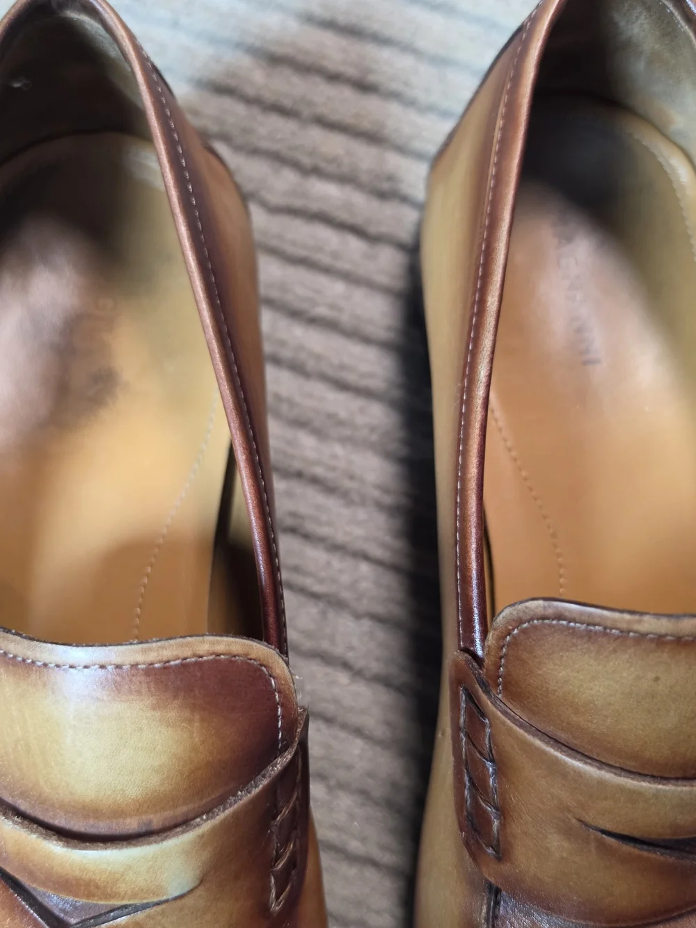 Magnanni Ramiro Penny Loafers Men’s 12 Brown Burnished Leather Handmade Spain